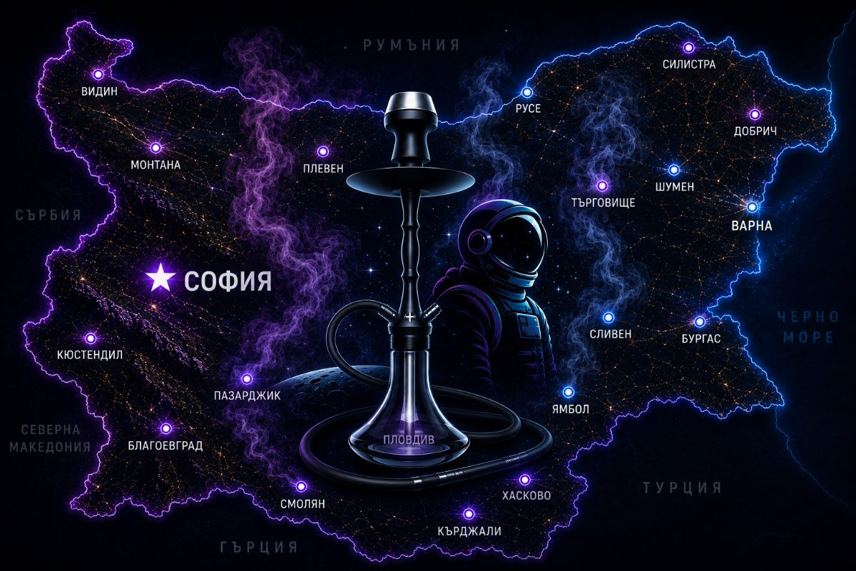 Карта на България с наргиле заведения по градове